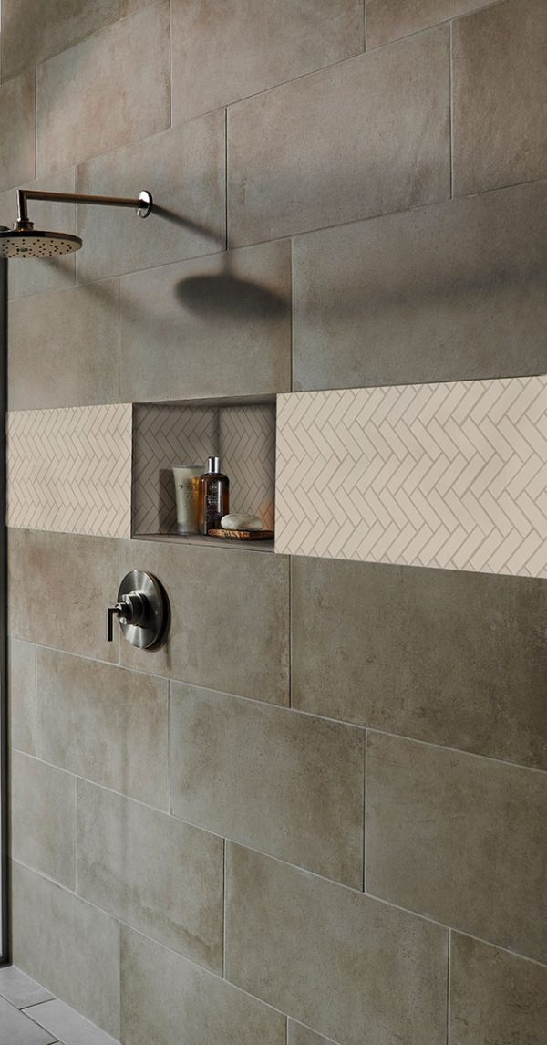 Almond Herringbone Mosaic Tile  