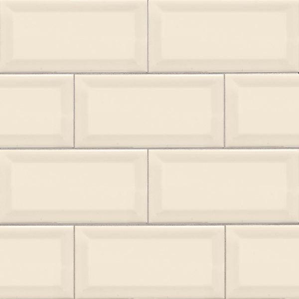 Almond Glossy Beveled Subway Tile 3x6  