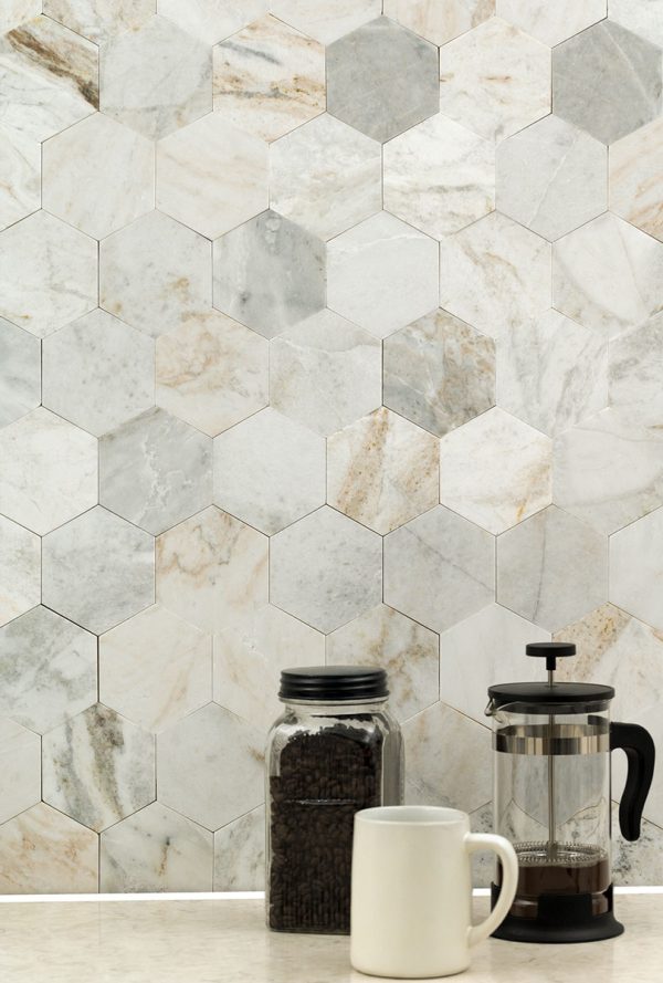 Arabescato Venato 4" Hex Peel and Stick  