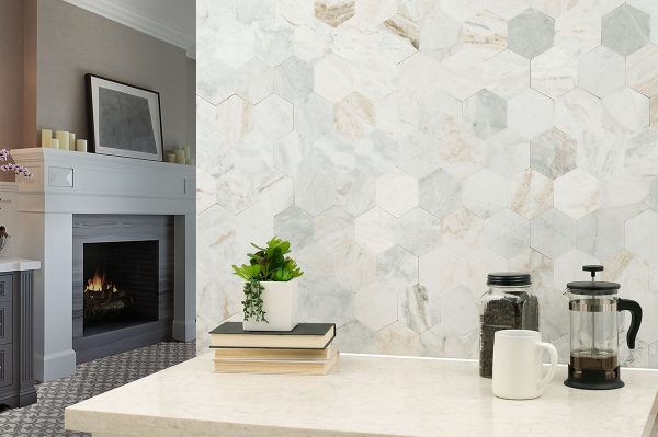 Arabescato Venato 4" Hex Peel and Stick  