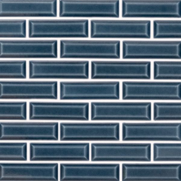 Bay Blue Beveled Tile 2x6  