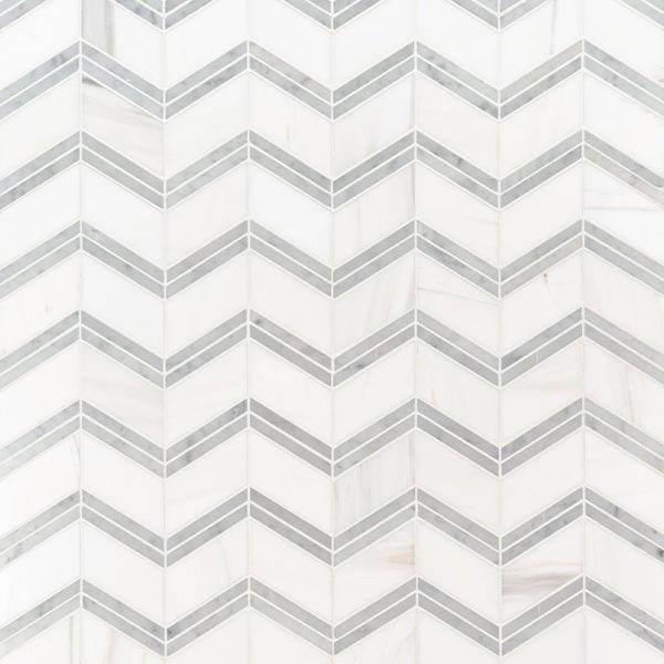 Bianco Dolomite Marble Chevron Pattern  