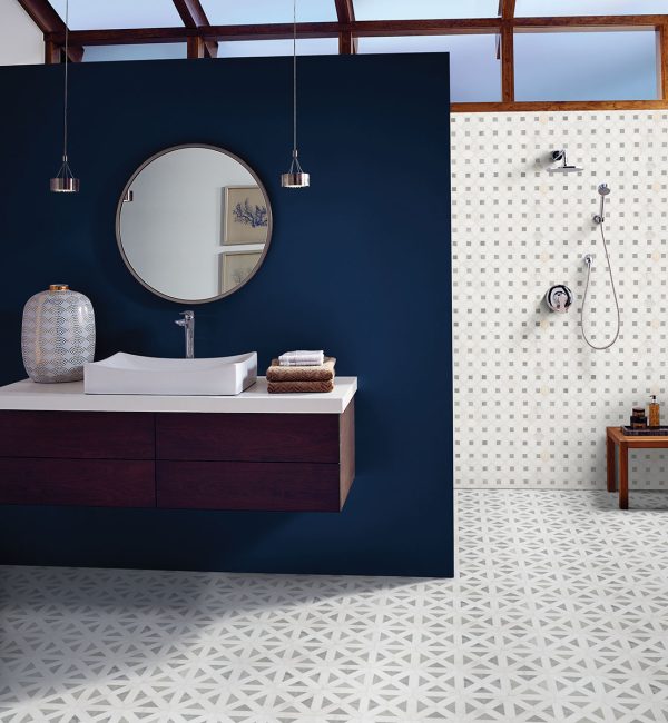 Bianco Dolomite Dotty Pattern Mosaic  
