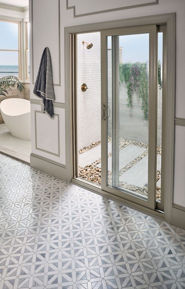 Bianco Dolomite Dotty Pattern Mosaic  
