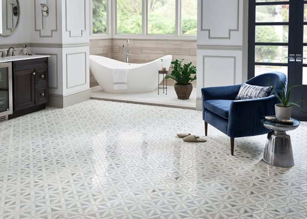 Bianco Dolomite Dotty Pattern Mosaic  