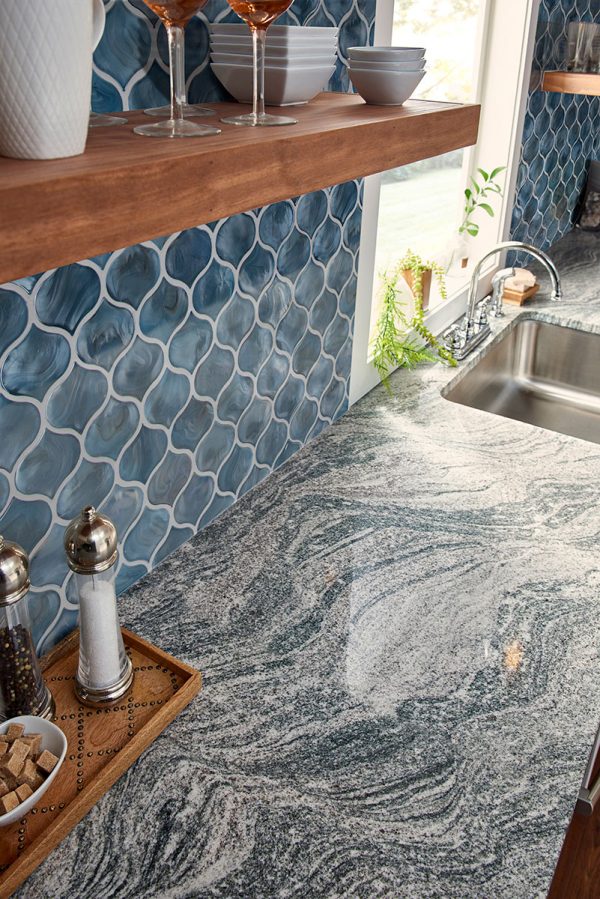 Blue Shimmer Arabesque Tile  