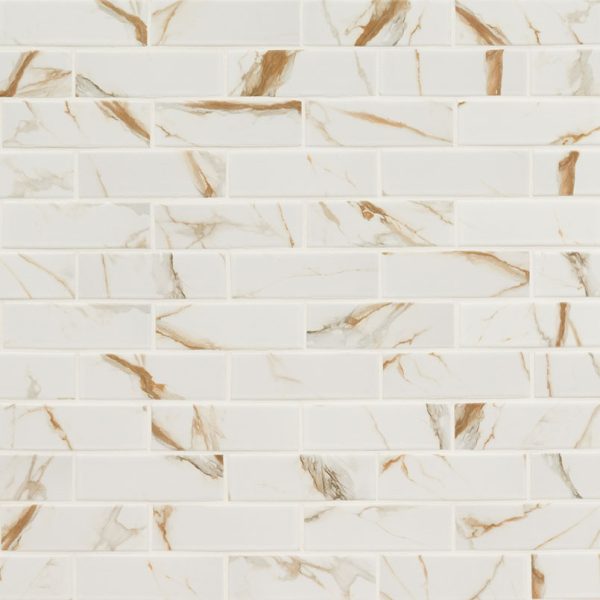 Calacatta Gold Matte 2x6 Subway Tile  