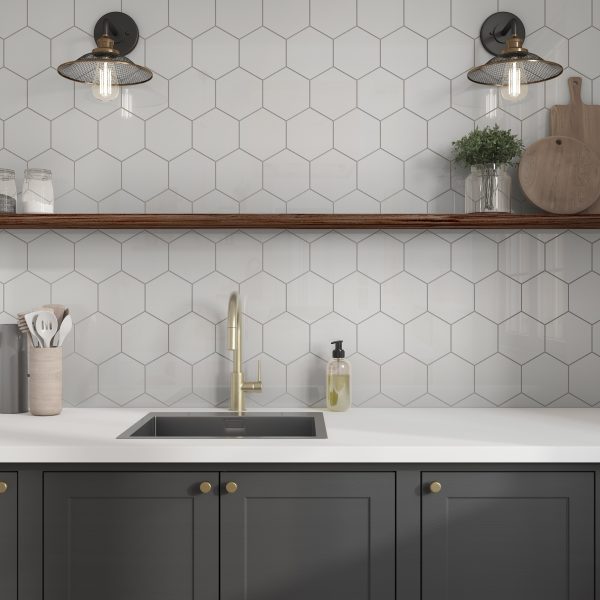 RS31 Mercury Grey Hexagon Undulated Glossy Wall 