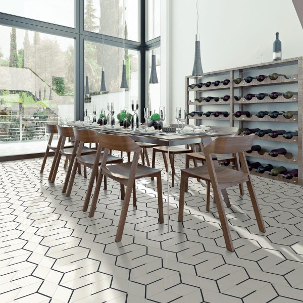 P047 Cube Positive Hexagon Cube Positive Matte Countertop, Floor, Part of: PTS Professional Tile Solution, Wall 
