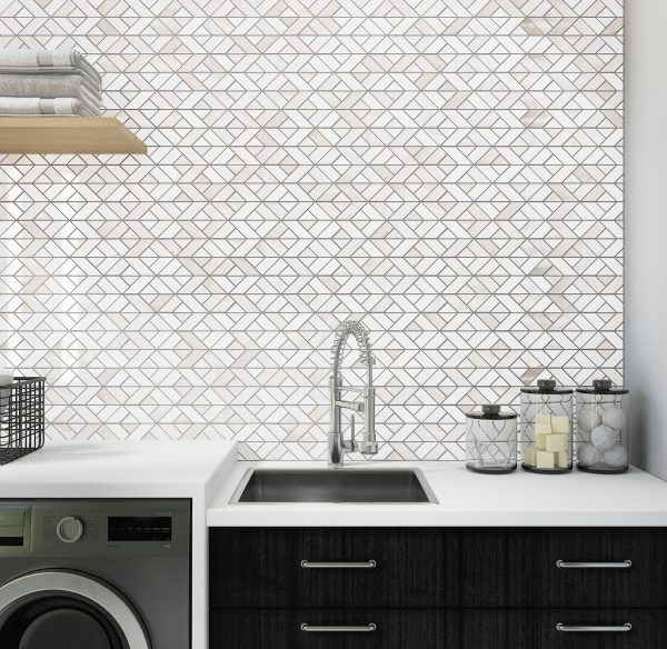 PT42 Paradise & Thassos Half Hex Straight Edge Polished Floor, Part of: Natural Stone Natural Stone Marble, Wall 