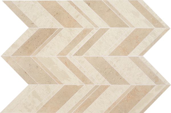 DA17 Fusion Creme Chevron Straight Edge Honed Floor, Wall 