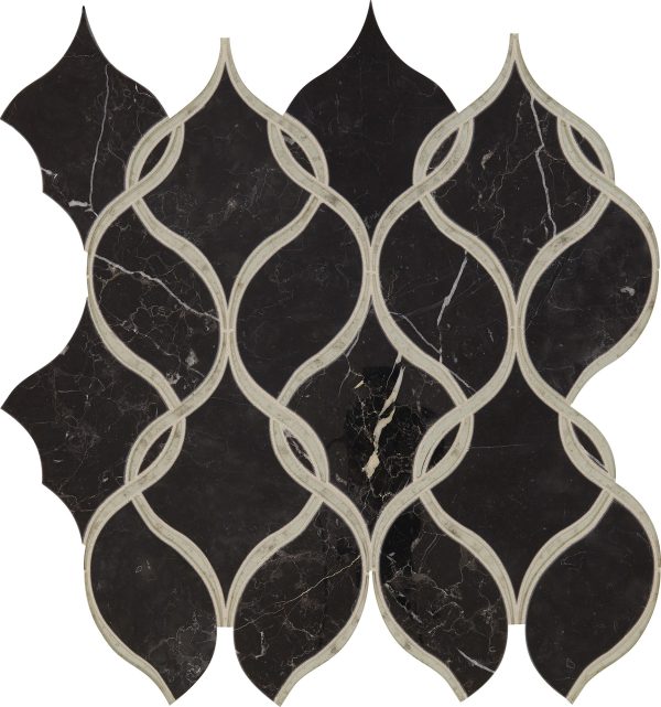 LV12 Nero Marquina /Antique Mirror Intertwining Arabesque Straight Edge Polished Wall LV12 Nero Marquina /Antique Mirror Intertwining Arabesque Straight Edge Polished Wall