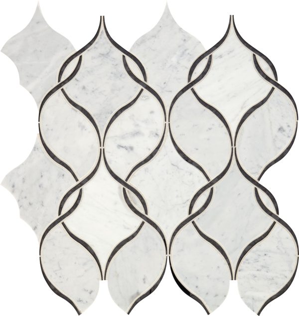 LV11 Carrara White/Black Ant Mirror Intertwining Arabesque Straight Edge Polished Wall LV11 Carrara White/Black Ant Mirror Intertwining Arabesque Straight Edge Polished Wall