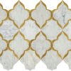 LV34 Carrara White/ Brass Kapali Straight Edge Polished Wall 