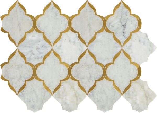 LV34 Carrara White/ Brass Kapali Straight Edge Polished Wall 