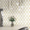 LV34 Carrara White/ Brass Kapali Straight Edge Polished Wall 