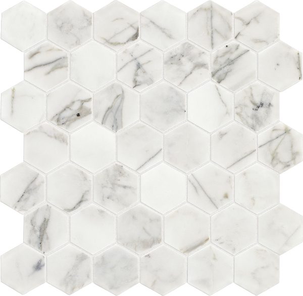 M474 Venetian Calacatta Elongated Hexagon Straight Edge Honed Countertop, Floor, Part of: Natural Stone Natural Stone Marble, Wall 