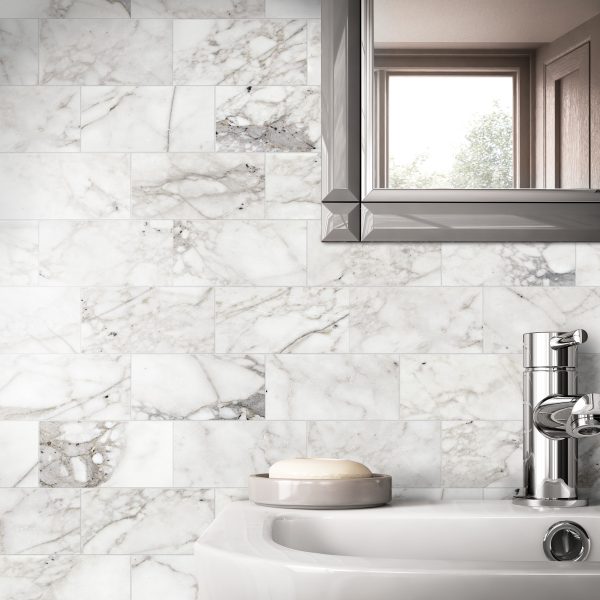 M474 Venetian Calacatta Elongated Hexagon Straight Edge Honed Countertop, Floor, Part of: Natural Stone Natural Stone Marble, Wall 