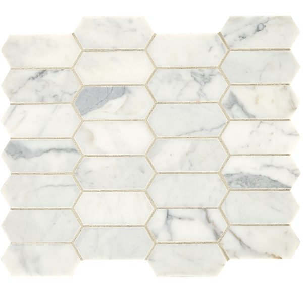M854 Statuario Elongated Hexagon Straight Edge Honed Countertop, Floor, Part of: Natural Stone Natural Stone Marble, Wall 
