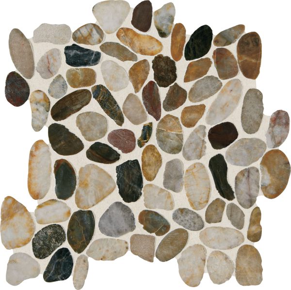DA07 Earthy Blend River Pebble Straight Edge Saw Cut Floor, Wall 