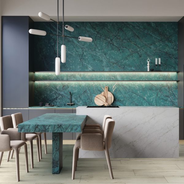 Amazonite OQ91 Countertop, Part of: ONE Quartz Surfaces®, Wall 