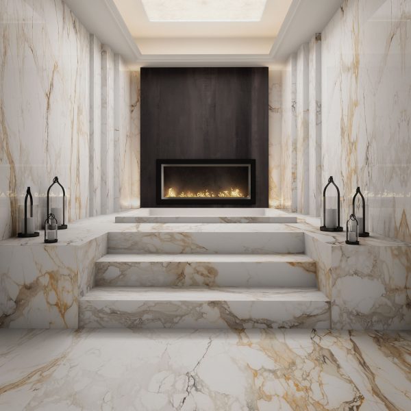 Calacatta Topaz CM82 Countertop, Floor, Part of: Panoramic Porcelain Surfaces, Wall Calacatta Topaz CM82 Countertop, Floor, Part of: Panoramic Porcelain Surfaces, Wall