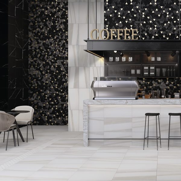 DA59 Nero Marquina Black Blend Spectrum Straight Edge Polished Floor, Part of: Natural Stone Natural Stone Marble, Wall 