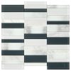 SK16 Carrara White and glass Blend Brick Joint Straight Edge Mix Part of: Natural Stone Natural Stone Limestone Natural Stone Marble, Wall 