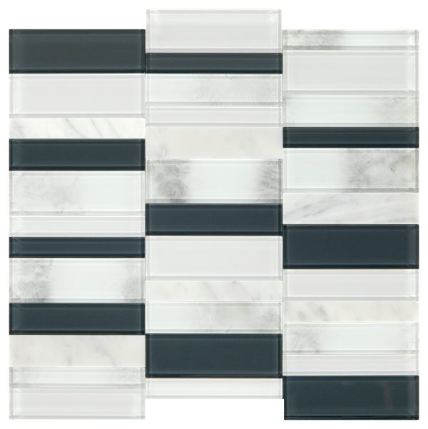 SK16 Carrara White and glass Blend Brick Joint Straight Edge Mix Part of: Natural Stone Natural Stone Limestone Natural Stone Marble, Wall 