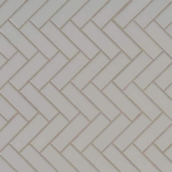 Gray Glossy Herringbone Tile  
