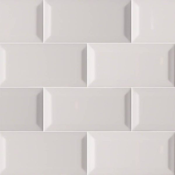 Gray Glossy Beveled Subway Tile 3x6  