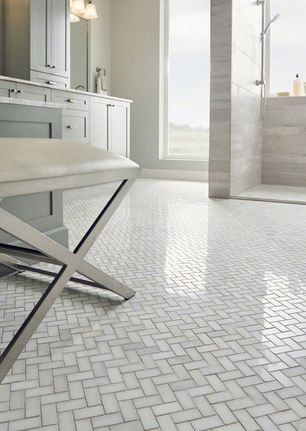 Greecian White Herringbone Pattern  