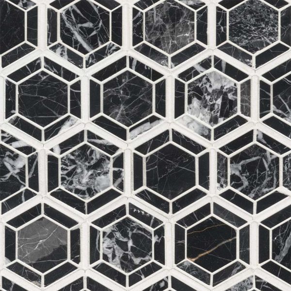 Hexagono Nero Hexagon Mosaic Tile  