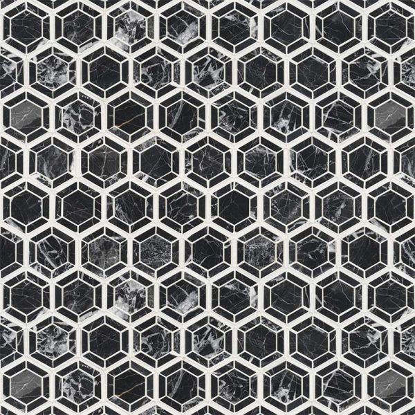 Hexagono Nero Hexagon Mosaic Tile  
