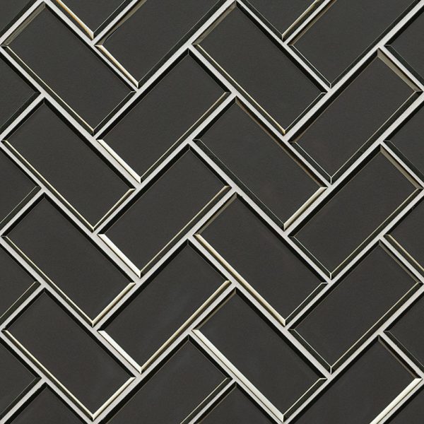 Metallic Gray Bevel Herringbone 8mm  