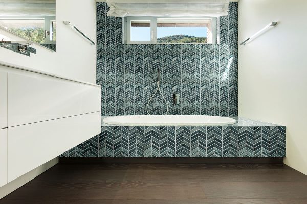 Midnight Blue Ombre' Chevron Tile  