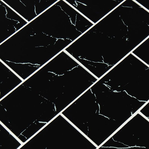 Nero Marquina 3x6 Glass Tile  