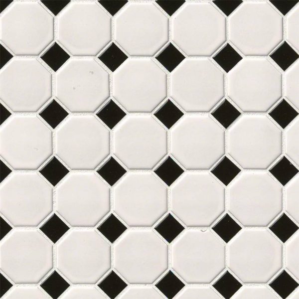 White And Black Octagon Tile  