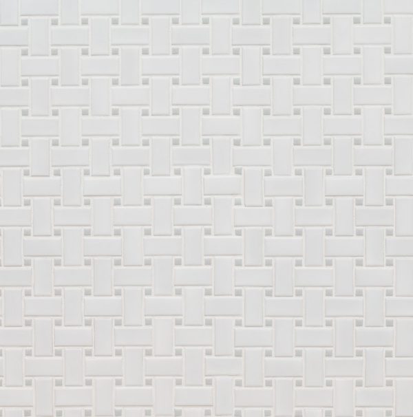 White And Gray Matte Basketweave Tile  