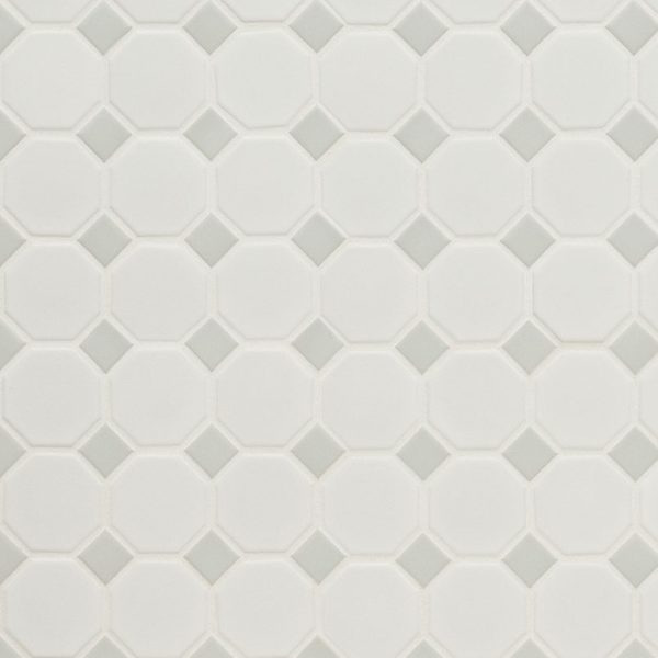 White And Gray Matte Octagon Tile  