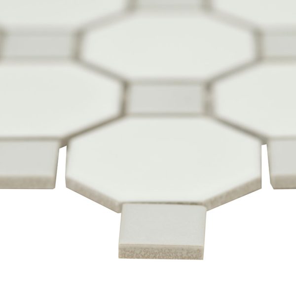 White And Gray Matte Octagon Tile  