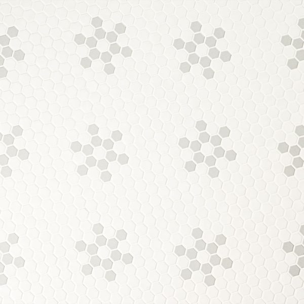 White And Gray Mod Petal Pattern Matte  