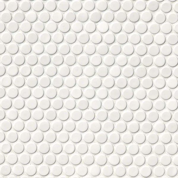 White Glossy Penny Round Mosaic  
