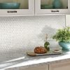 White Glossy Penny Round Mosaic  