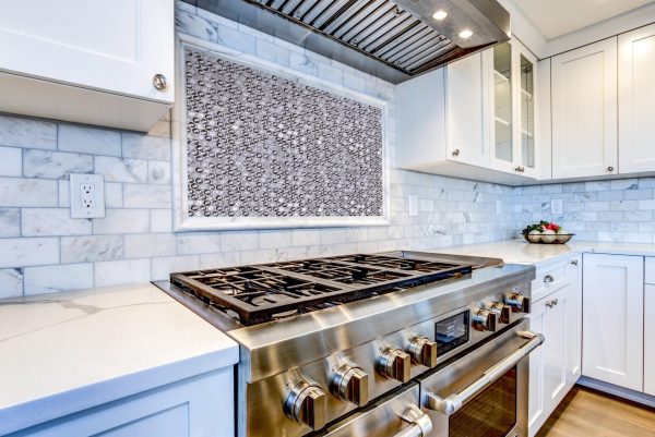 Brushed Stainless with Swirls 3D Dimes Mosaic  