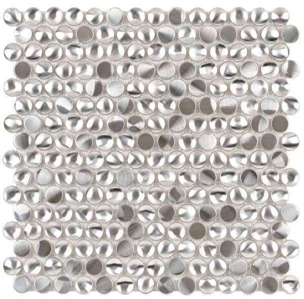 Brushed Stainless with Swirls 3D Dimes Mosaic  