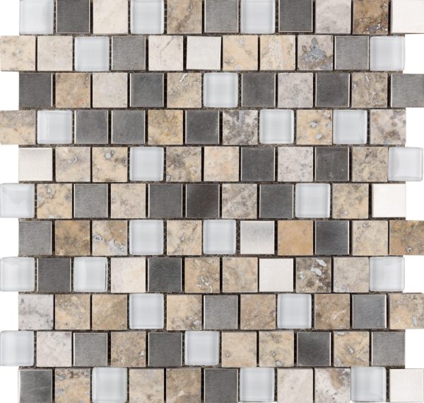 Silver Lining 1″ x 1″ Offset Mosaic  