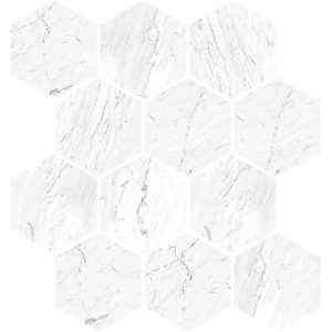 Marbles Plshed Hexag-Carrara White Bullnose, Tiles 