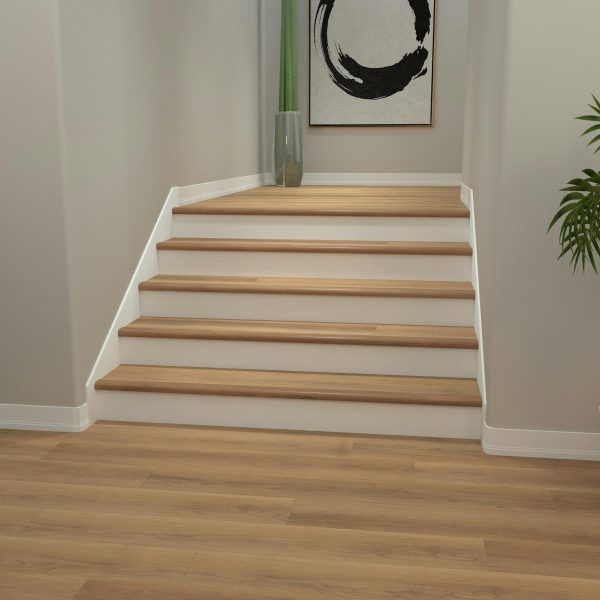 New Horizon Teak Cali Vinyl Stair Nosing Overlap Flooring Accessories New Horizon Teak Cali Vinyl Stair Nosing Overlap Flooring Accessories