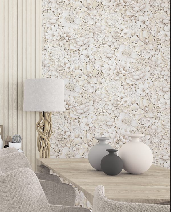 Floral Texture Silver Grey  